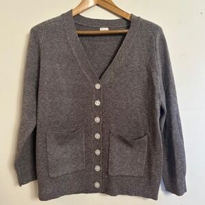 A New Day Cardigan Brown Marled Button Front Pocket Sweater Size M